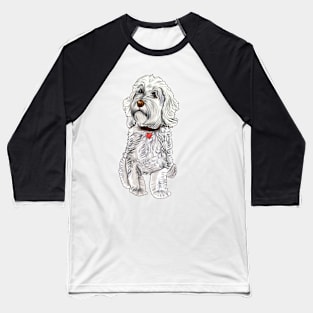 Cavapoo Cavoodle  Cavapoochon white monochrome   - cute cavalier King Charles spaniel Bichon frise Baseball T-Shirt